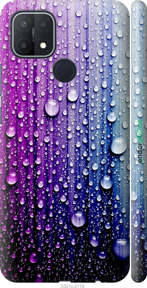 3D пластиковий матовий чохол "Краплини води" для Oppo A15, Синій
