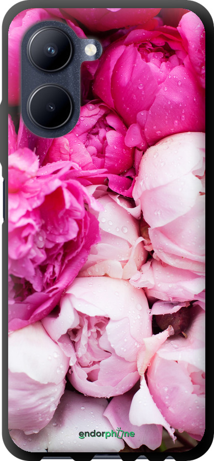 Custodia in TPU nero Peonie rosa" for Realme C33"