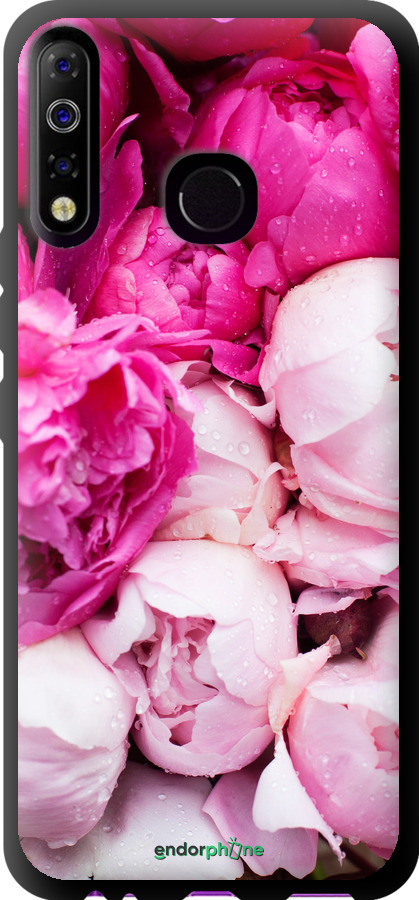 Custodia in TPU nero Peonie rosa" for Tecno Spark 4 KC2"
