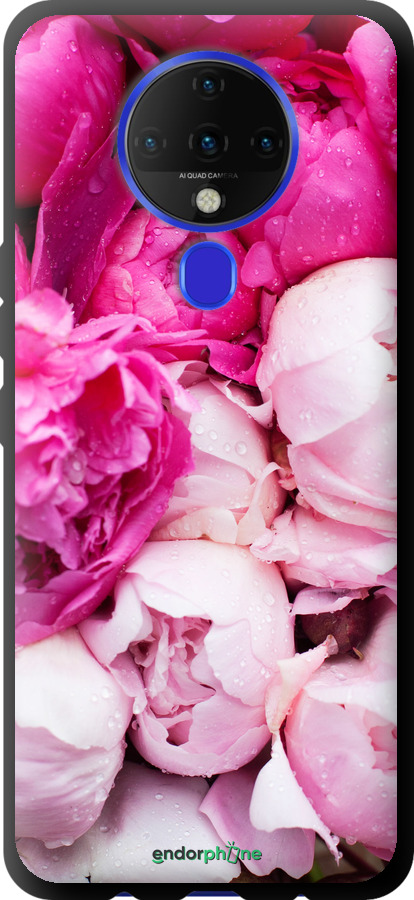 Coque du TPU noir "Pivoines roses" pour Tecno Spark 6 KE7, Rose