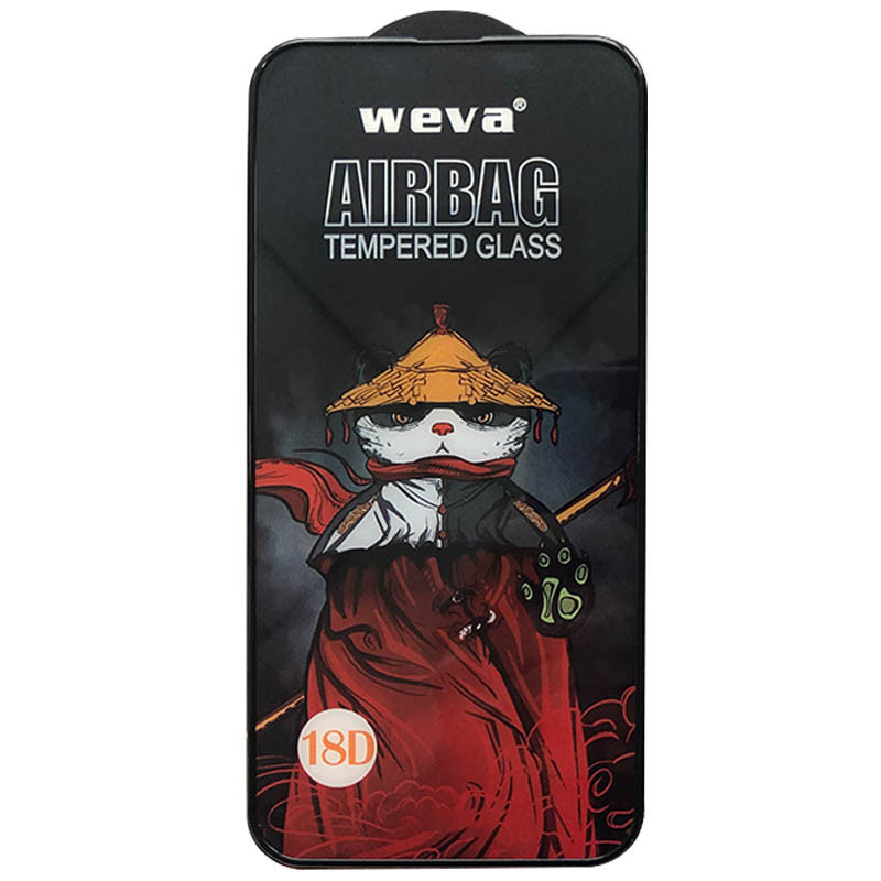 Захисне 2.5D скло Weva AirBag (тех.пак) для Apple iPhone 13/13 Pro/14 (6.1’’) (Чорний) зображення 7