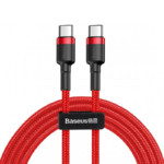 Дата кабель Baseus Cafule Type-C to Type-C Cable PD 2.0 60W (2m) (CATKLF-H) (Червоний) - 87458tct изображение 1
