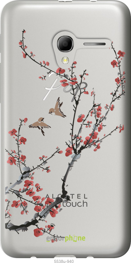 Силиконовый чехол Сакура v2 для Alcatel One Touch Pop 3 5.0 - 5538u-940 изображение 