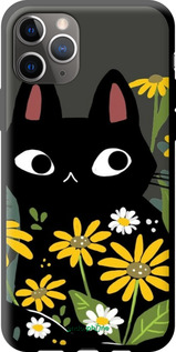 TPU чехол Чорний кіт з квітами для Apple iPhone 11 Pro Max - 6448b-1723 изображение 