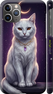 3D пластиковый глянцевый чехол Mystic White Cat Gothic Dark Purple Gold для Apple iPhone 11 Pro Max - 6805c-1723 изображение 