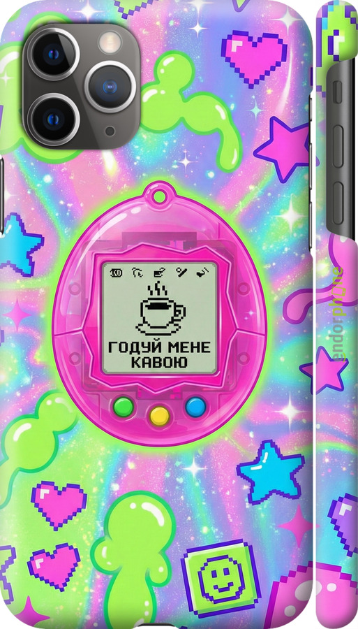 3D пластиковый глянцевый чехол Y2K Aesthetic Retro Pet: Годуй мене кавою для Apple iPhone 11 Pro Max - 6784c-1723 изображение 