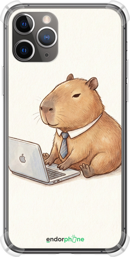 Силіконовий протиударний с посиленими кутами чехол Funny Capybara CEO Working для Apple iPhone 11 Pro Max - 6777sp-1723 изображение 