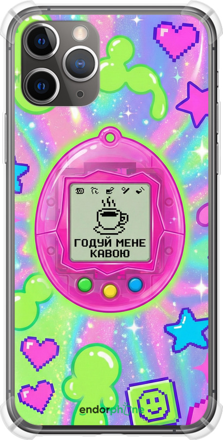 Силикон с усиленными углами чехол Y2K Aesthetic Retro Pet: Годуй мене кавою для Apple iPhone 11 Pro Max - 6784sp-1723 изображение 
