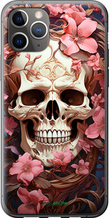 2D пластиковый чехол Череп в розовых цветах для Apple iPhone 11 Pro Max - 5965t-1723 изображение 