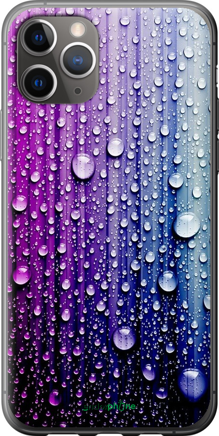 

2D пластиковий чохол "Краплини води" для iPhone 11 Pro Max, Синій