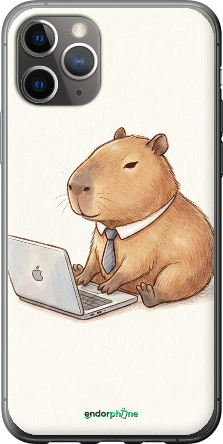 2D пластиковый чехол Funny Capybara CEO Working для Apple iPhone 11 Pro Max - 6777t-1723 изображение 