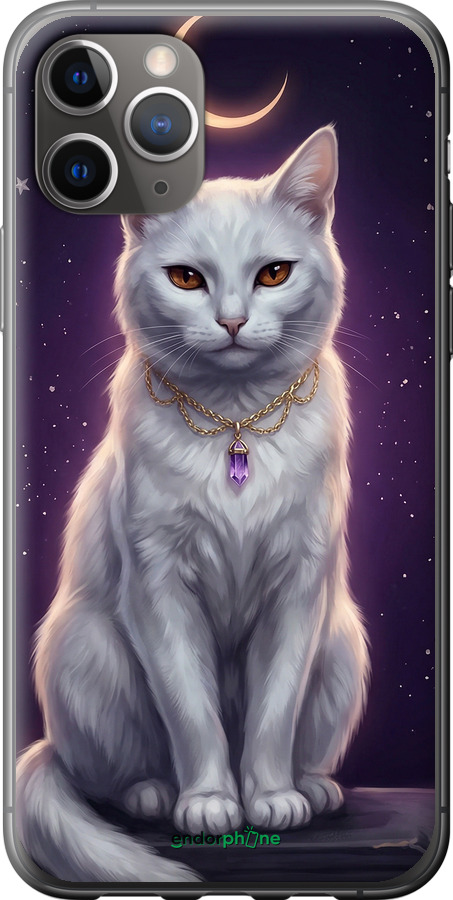 Силиконовый чехол Mystic White Cat Gothic Dark Purple Gold для Apple iPhone 11 Pro Max - 6805u-1723 изображение 