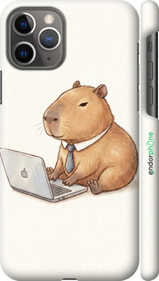 3D пластиковий матовий чехол Funny Capybara CEO Working для Apple iPhone 11 Pro - 6777m-1788 изображение 