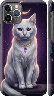 3D пластиковый глянцевый чехол Mystic White Cat Gothic Dark Purple Gold для Apple iPhone 11 Pro - 6805c-1788 изображение 