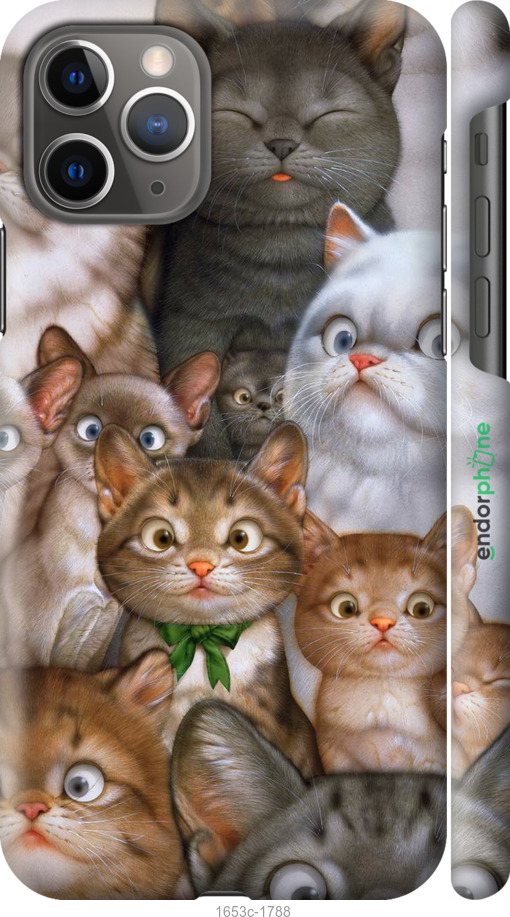 

3D пластиковий матовий чохол "Коти" для iPhone 11 Pro