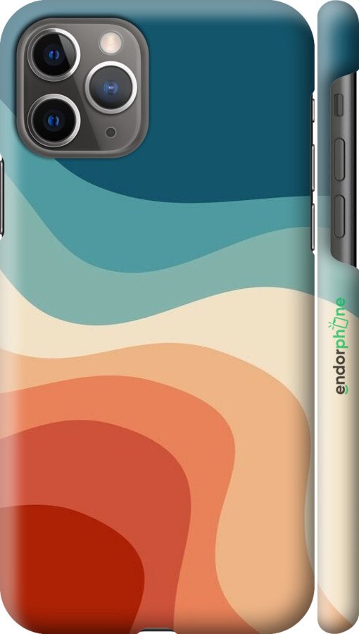3D пластиковый глянцевый чехол В стиле ретро с волнами для Apple iPhone 11 Pro - 6531c-1788 изображение 