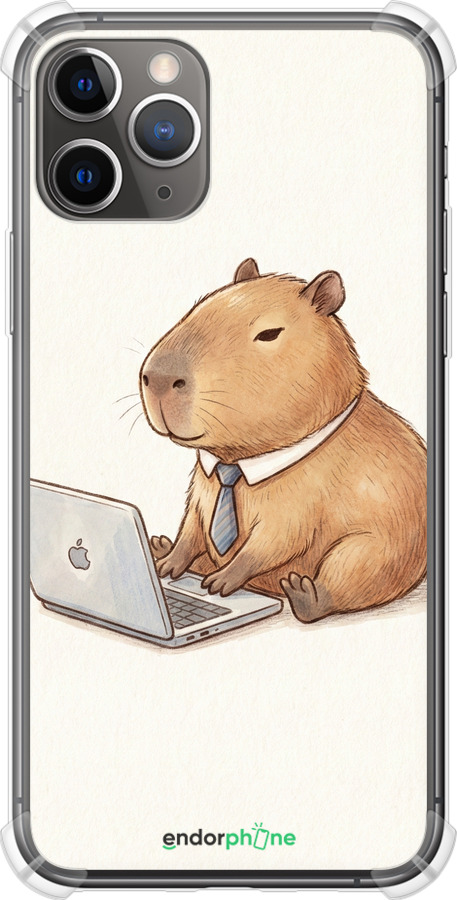 Силіконовий протиударний с посиленими кутами чехол Funny Capybara CEO Working для Apple iPhone 11 Pro - 6777sp-1788 изображение 