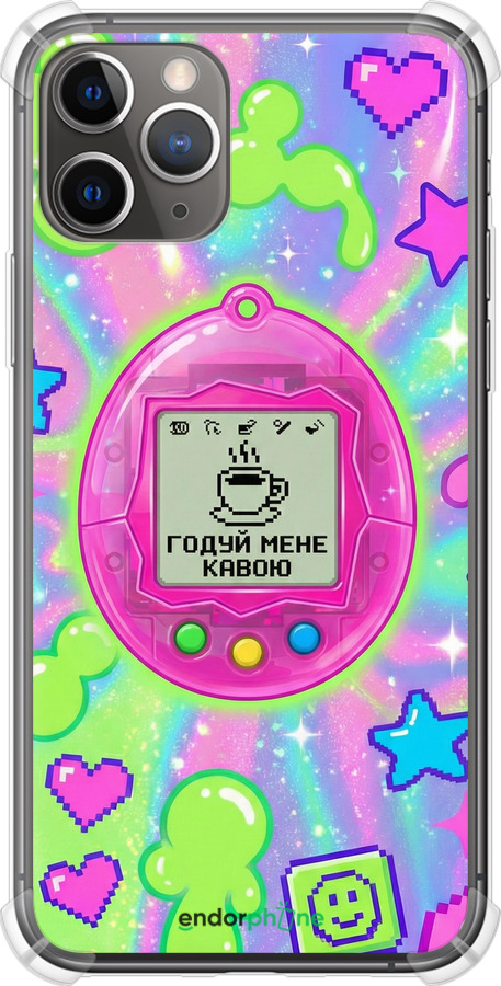 Силикон с усиленными углами чехол Y2K Aesthetic Retro Pet: Годуй мене кавою для Apple iPhone 11 Pro - 6784sp-1788 изображение 