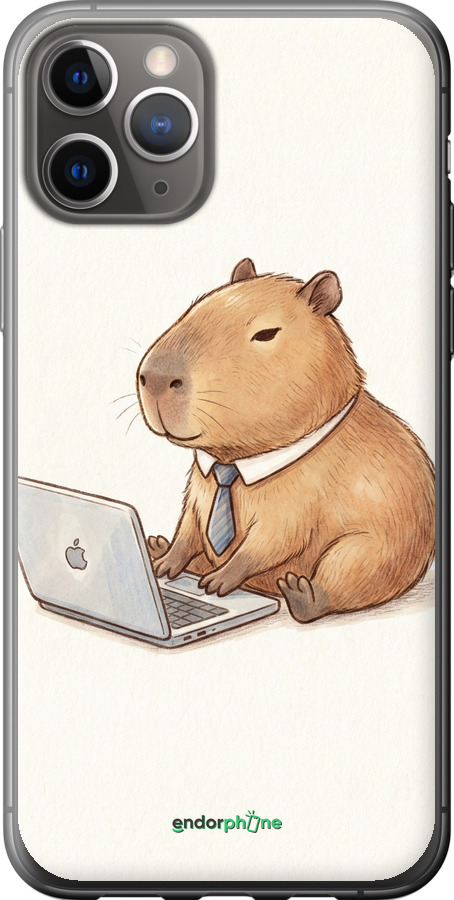2D пластиковый чехол Funny Capybara CEO Working для Apple iPhone 11 Pro - 6777t-1788 изображение 