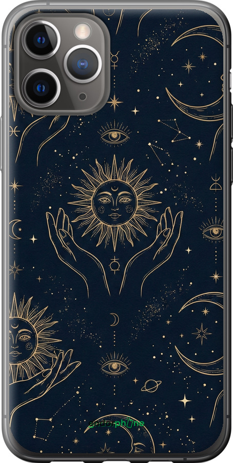 2D пластиковий чехол Celestial Harmony: Sun & Moon Gold Mystic Pattern для Apple iPhone 11 Pro - 6778t-1788 изображение 