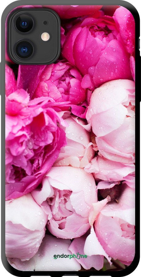 

TPU preto Capa "Peónias cor-de-rosa" para iPhone 11