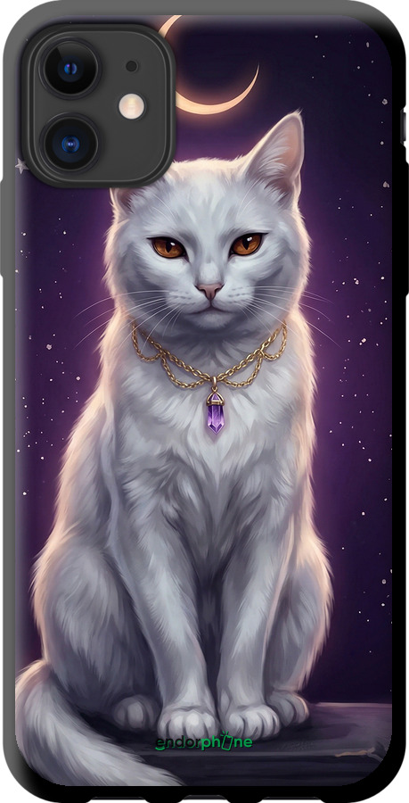 TPU чехол Mystic White Cat Gothic Dark Purple Gold для Apple iPhone 11 - 6805b-1722 изображение 