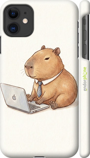 3D пластиковый глянцевый чехол Funny Capybara CEO Working для Apple iPhone 11 - 6777c-1722 изображение 