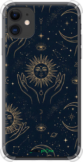 Силикон с усиленными углами чехол Celestial Harmony: Sun & Moon Gold Mystic Pattern для Apple iPhone 11 - 6778sp-1722 изображение 