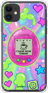 Силикон с усиленными углами чехол Y2K Aesthetic Retro Pet: Годуй мене кавою для Apple iPhone 11 - 6784sp-1722 изображение 