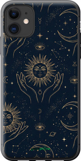 Силиконовый чехол Celestial Harmony: Sun & Moon Gold Mystic Pattern для Apple iPhone 11 - 6778u-1722 изображение 