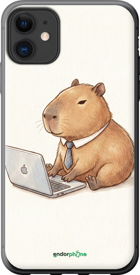 2D пластиковый чехол Funny Capybara CEO Working для Apple iPhone 11 - 6777t-1722 изображение 