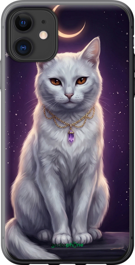 Силиконовый чехол Mystic White Cat Gothic Dark Purple Gold для Apple iPhone 11 - 6805u-1722 изображение 