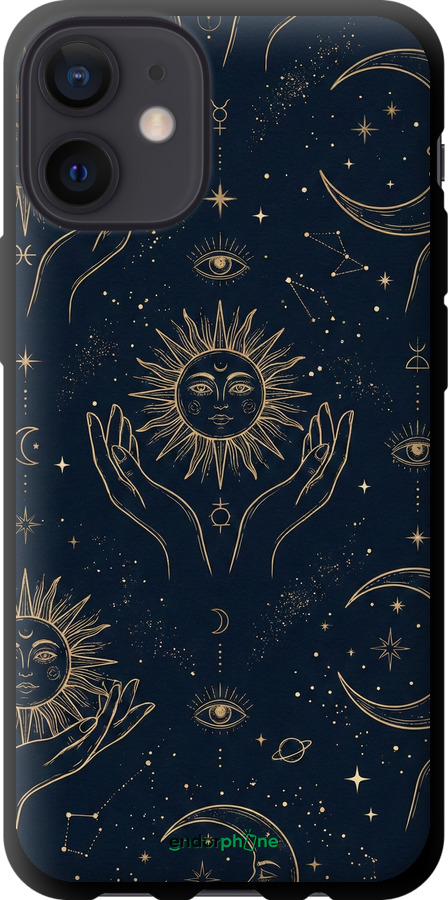 TPU чехол Celestial Harmony: Sun & Moon Gold Mystic Pattern для Apple iPhone 12 Mini - 6778b-2071 изображение 