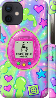 3D пластиковый глянцевый чехол Y2K Aesthetic Retro Pet: Годуй мене кавою для Apple iPhone 12 Mini - 6784c-2071 изображение 