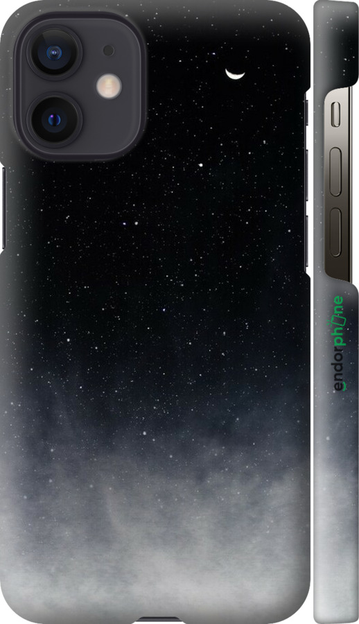 3D пластиковый глянцевый чехол Сині хмари, Синій місяць для Apple iPhone 12 Mini - 6396c-2071 изображение 
