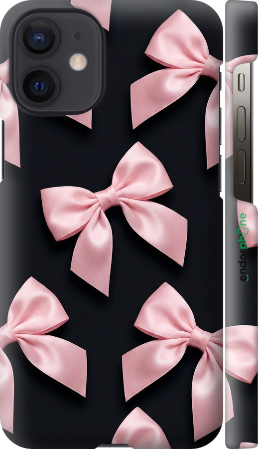 3D пластиковый глянцевый чехол Coquette Ribbons Dark Coquette для Apple iPhone 12 Mini - 6767c-2071 изображение 