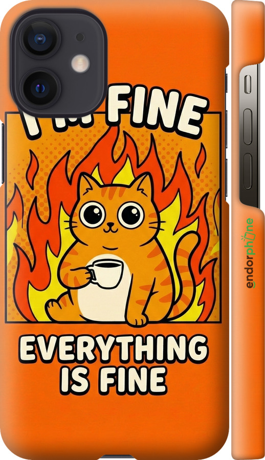 3D пластиковый глянцевый чехол Funny Cat для Apple iPhone 12 Mini - 6786c-2071 изображение 