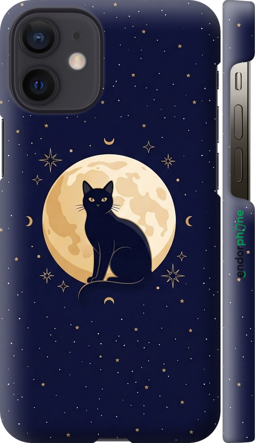 3D пластиковый глянцевый чехол Cute Cat Celestial/Witchy для Apple iPhone 12 Mini - 6787c-2071 изображение 