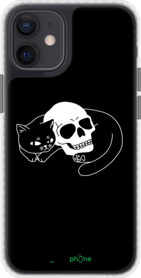 Чохол Bumper чехол Із зображенням кота та черепа для Apple iPhone 12 Mini - 6491pc-2071 изображение 
