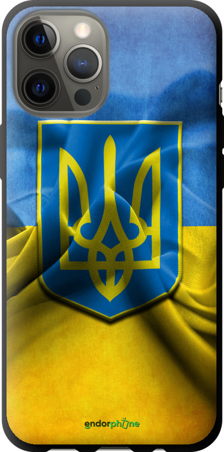 

TPU чорний чохол "Прапор та герб України" для iPhone 12 Pro Max, Блакитний