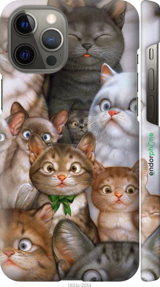 

3D пластиковий матовий чохол "Коти" для iPhone 12 Pro Max