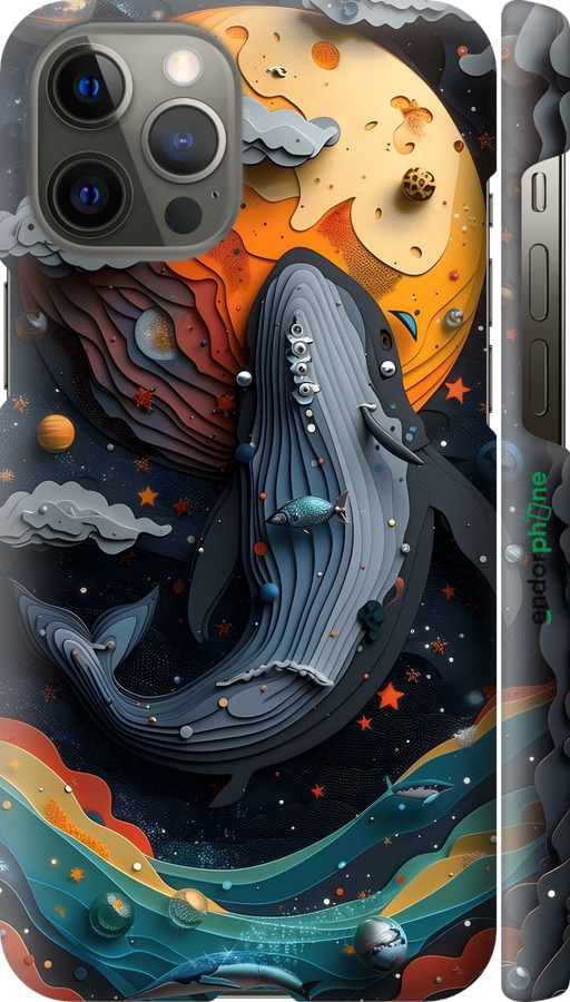 3D пластиковый глянцевый чехол Кит в космосе для Apple iPhone 12 Pro Max - 6328c-2054 изображение 
