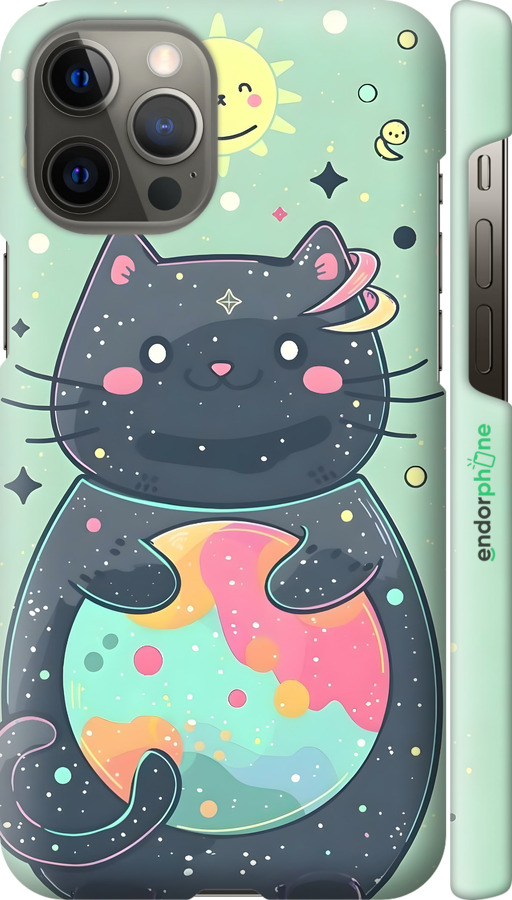 3D пластиковый глянцевый чехол Милый котик для Apple iPhone 12 Pro Max - 6364c-2054 изображение 