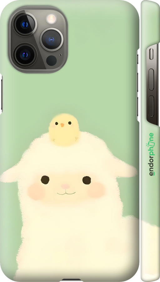 3D пластиковый глянцевый чехол Барашек и ципленок для Apple iPhone 12 Pro Max - 6369c-2054 изображение 