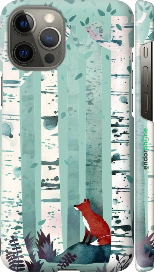 3D пластиковий глянцевий чехол Лис у зеленому лісі для Apple iPhone 12 Pro Max - 6547c-2054 изображение 
