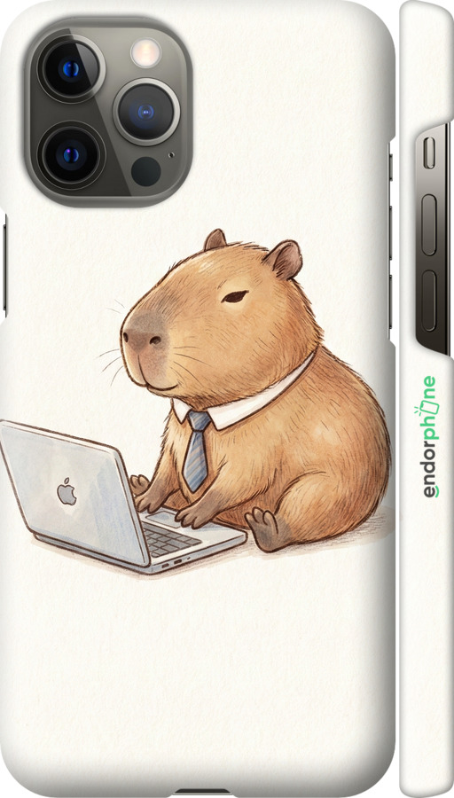 3D пластиковый матовый чехол Funny Capybara CEO Working для Apple iPhone 12 Pro Max - 6777m-2054 изображение 
