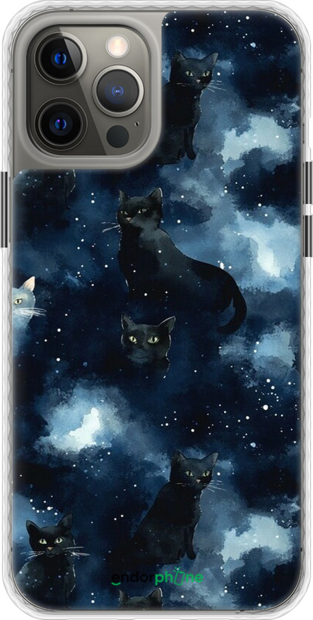 Чехол Bumper чехол Изображение Кошек с тёмной акварелью для Apple iPhone 12 Pro Max - 6521pc-2054 изображение 