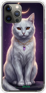 Силикон с усиленными углами чехол Mystic White Cat Gothic Dark Purple Gold для Apple iPhone 12 Pro Max - 6805sp-2054 изображение 