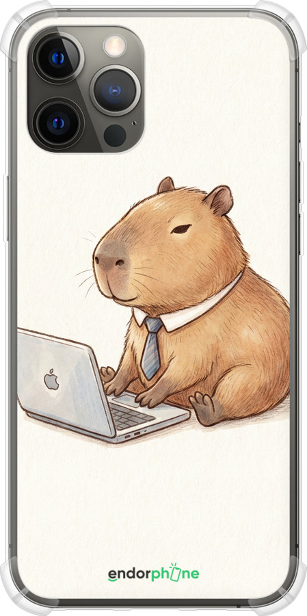 Силіконовий протиударний с посиленими кутами чехол Funny Capybara CEO Working для Apple iPhone 12 Pro Max - 6777sp-2054 изображение 