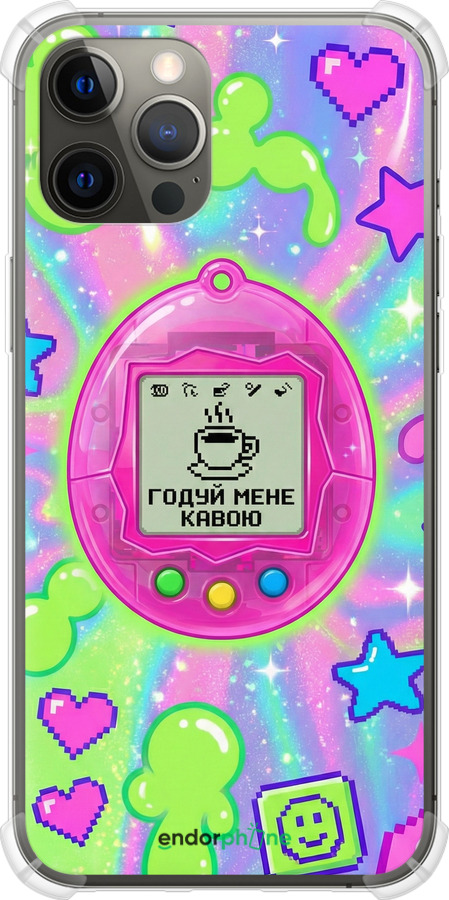 Силикон с усиленными углами чехол Y2K Aesthetic Retro Pet: Годуй мене кавою для Apple iPhone 12 Pro Max - 6784sp-2054 изображение 